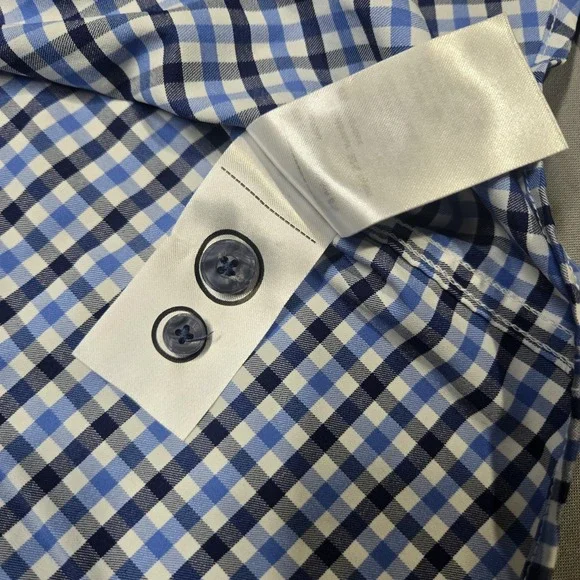 Blue White Gingham UNTUCKit Long Sleeve Button Down Shirt Mens Large Slim Fit - Picture 6 of 10